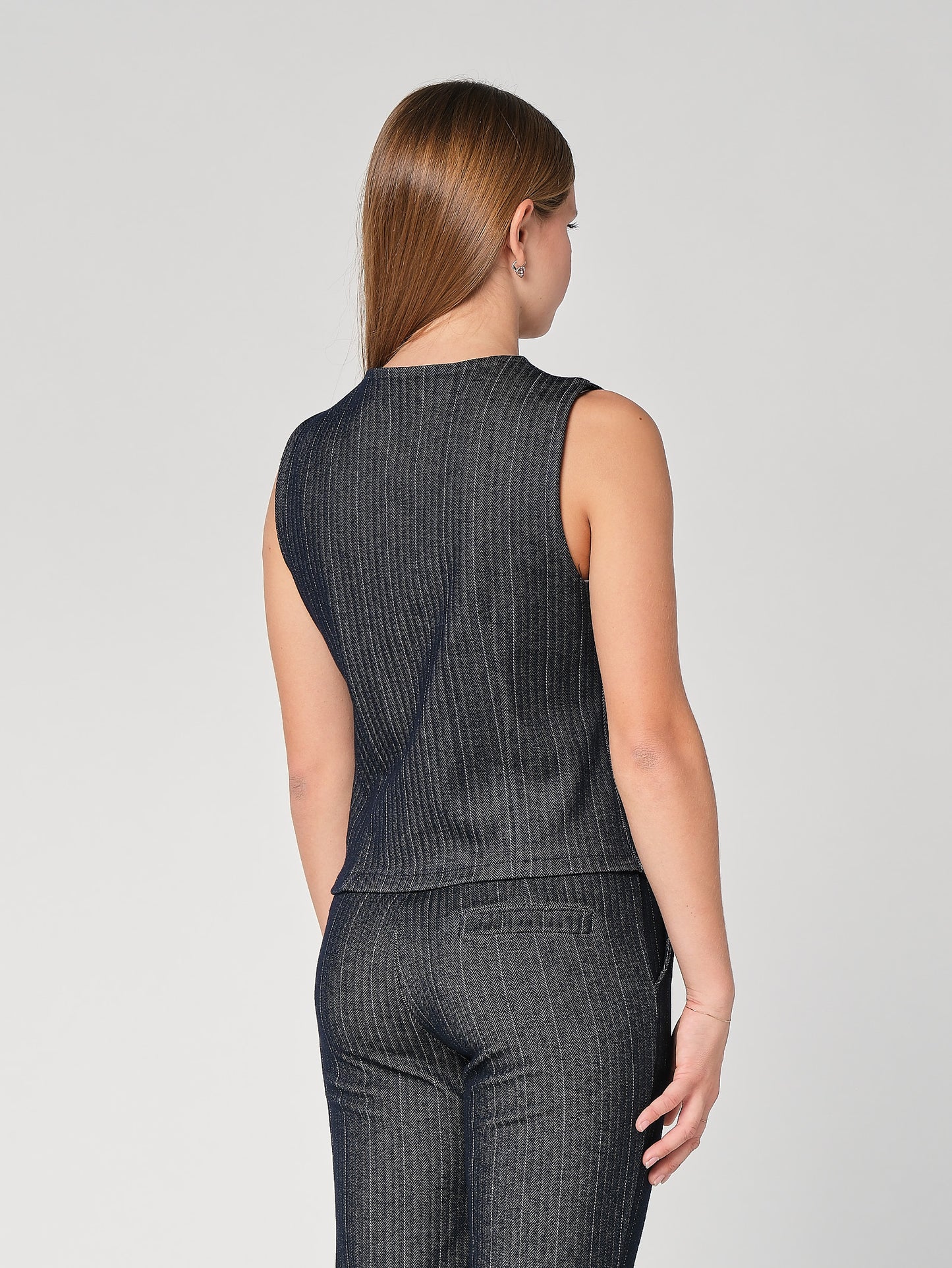 Gilet in chambray a righe