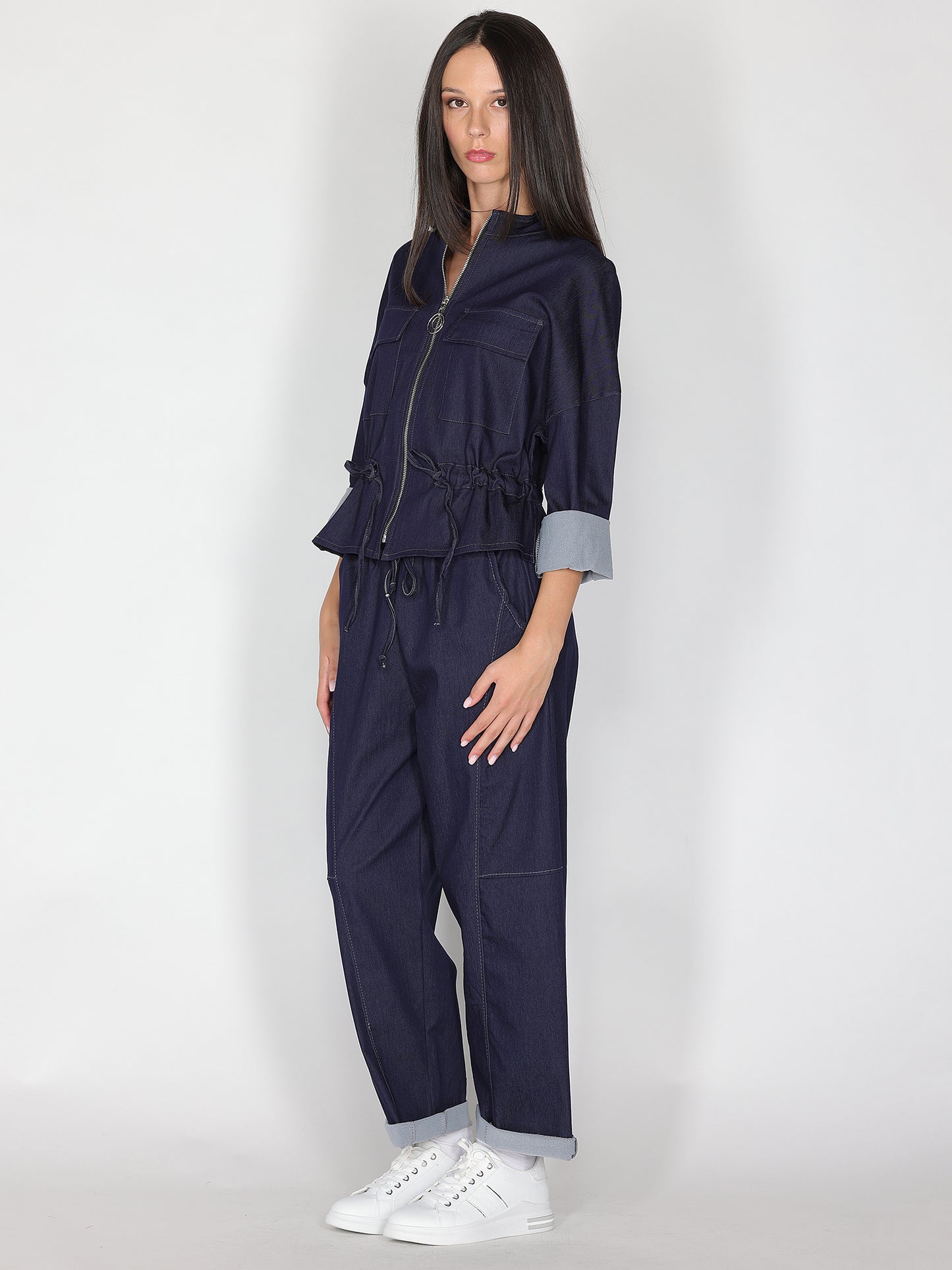 Giacca in chambray con due tasche