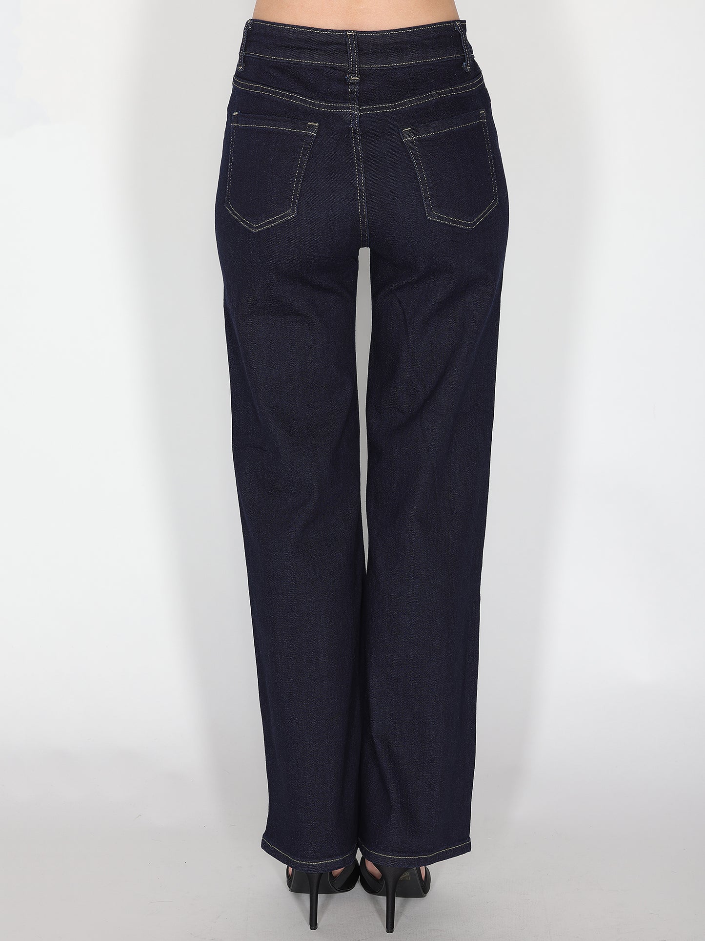 Jeans a palazzo con strass frontali