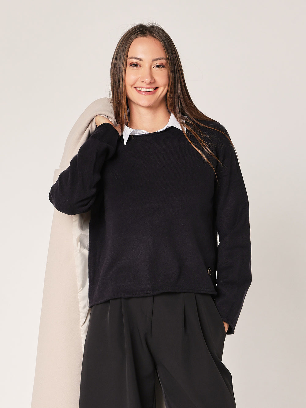 Maglia girocollo cropped