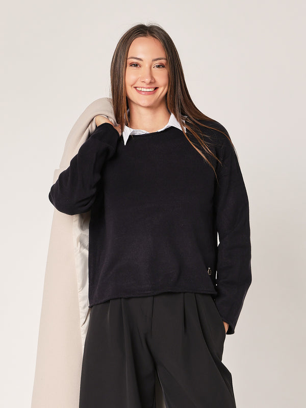Maglia girocollo cropped