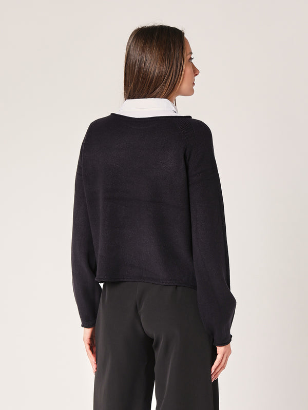 Maglia girocollo cropped