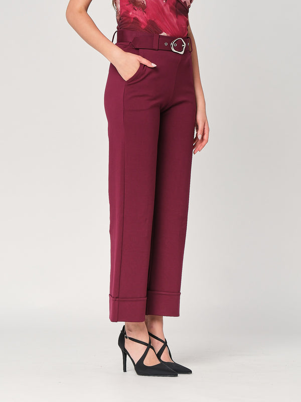 Pantalone palazzo con risvolto