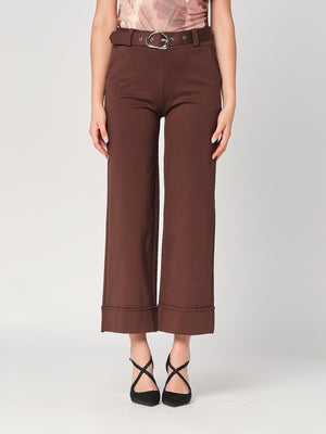 Pantalone palazzo con risvolto