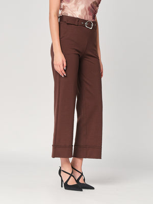 Pantalone palazzo con risvolto