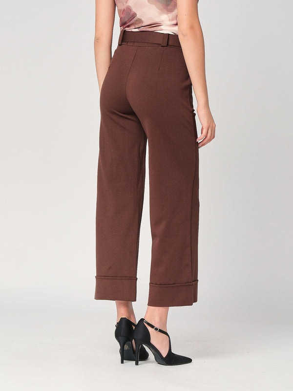 Pantalone palazzo con risvolto