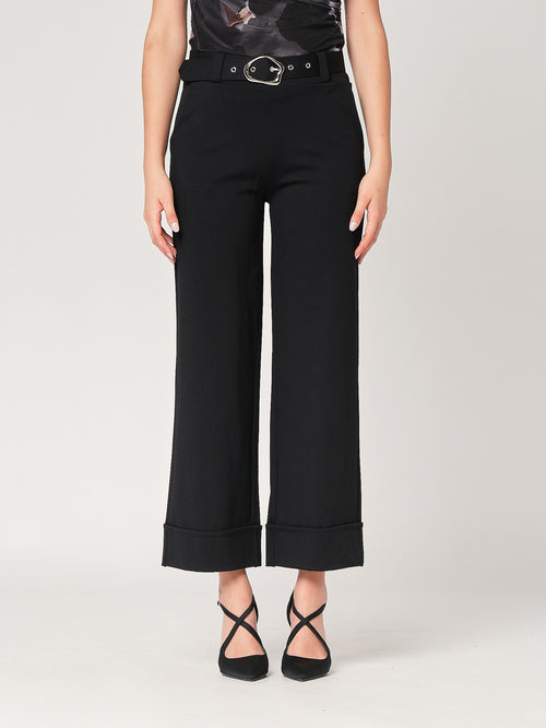Pantalone palazzo con risvolto