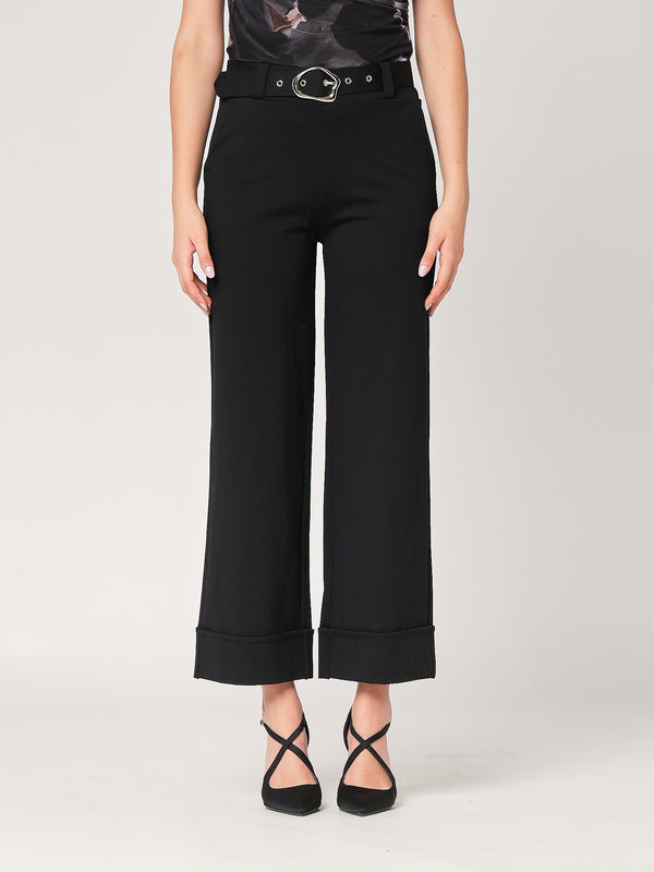 Pantalone palazzo con risvolto