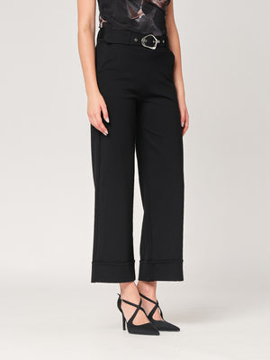 Pantalone palazzo con risvolto