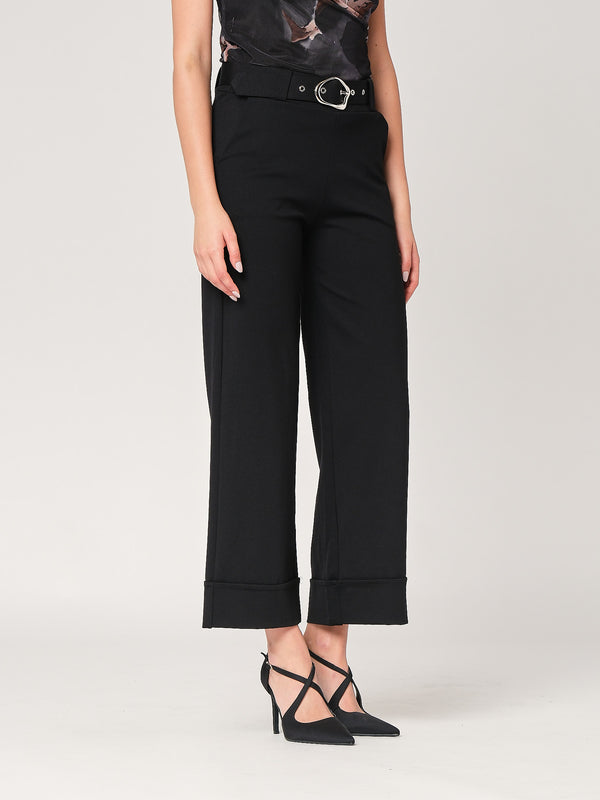 Pantalone palazzo con risvolto