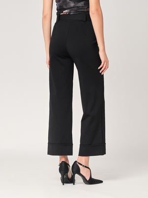Pantalone palazzo con risvolto