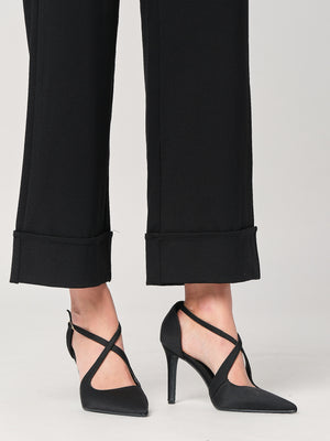 Pantalone palazzo con risvolto