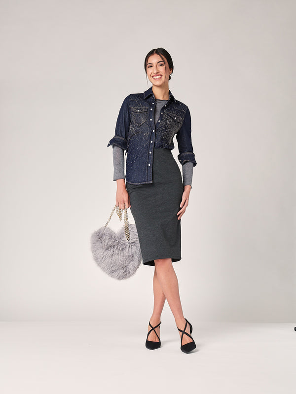 Camicia jeans con strass