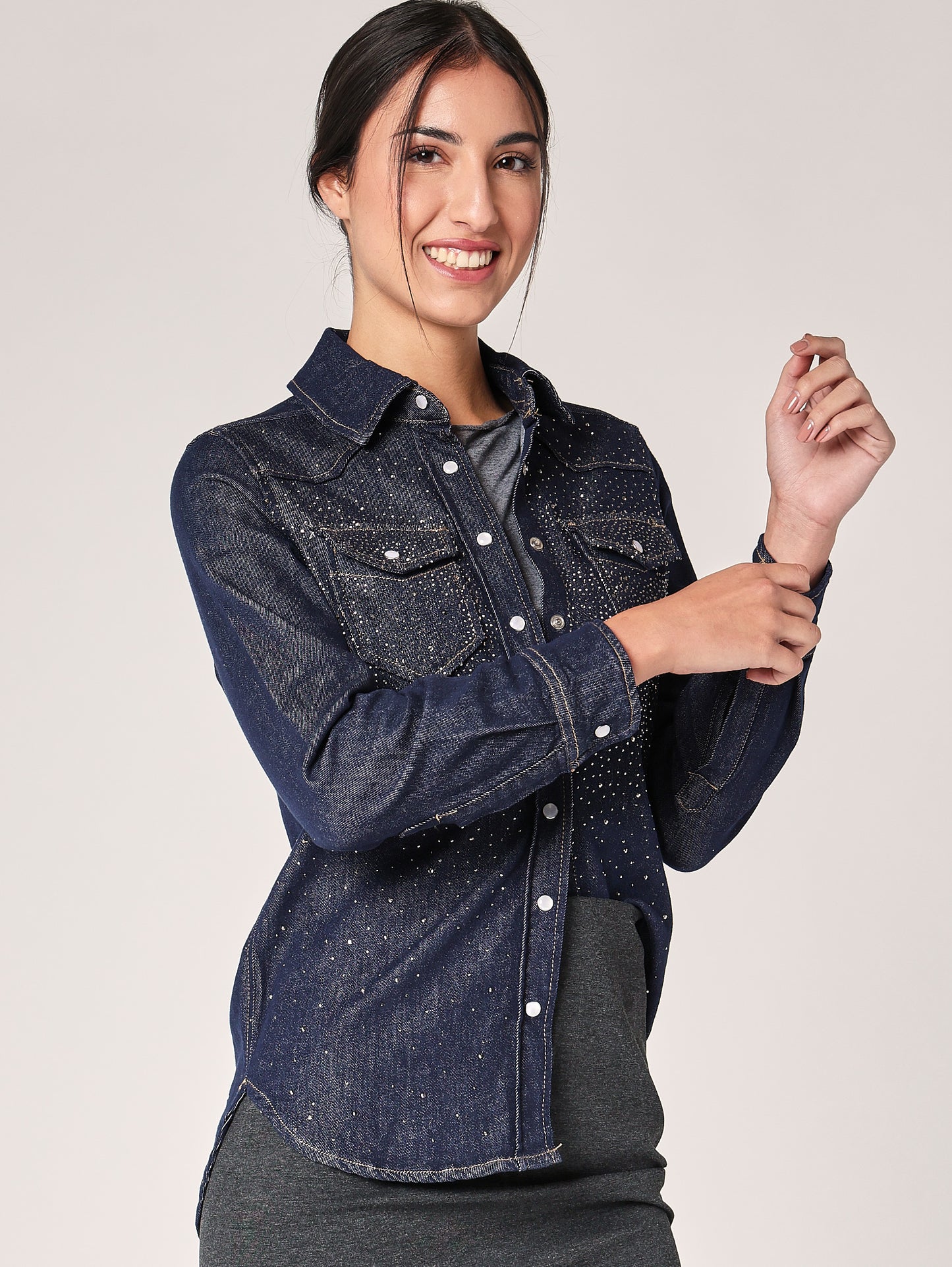 Camicia jeans con strass