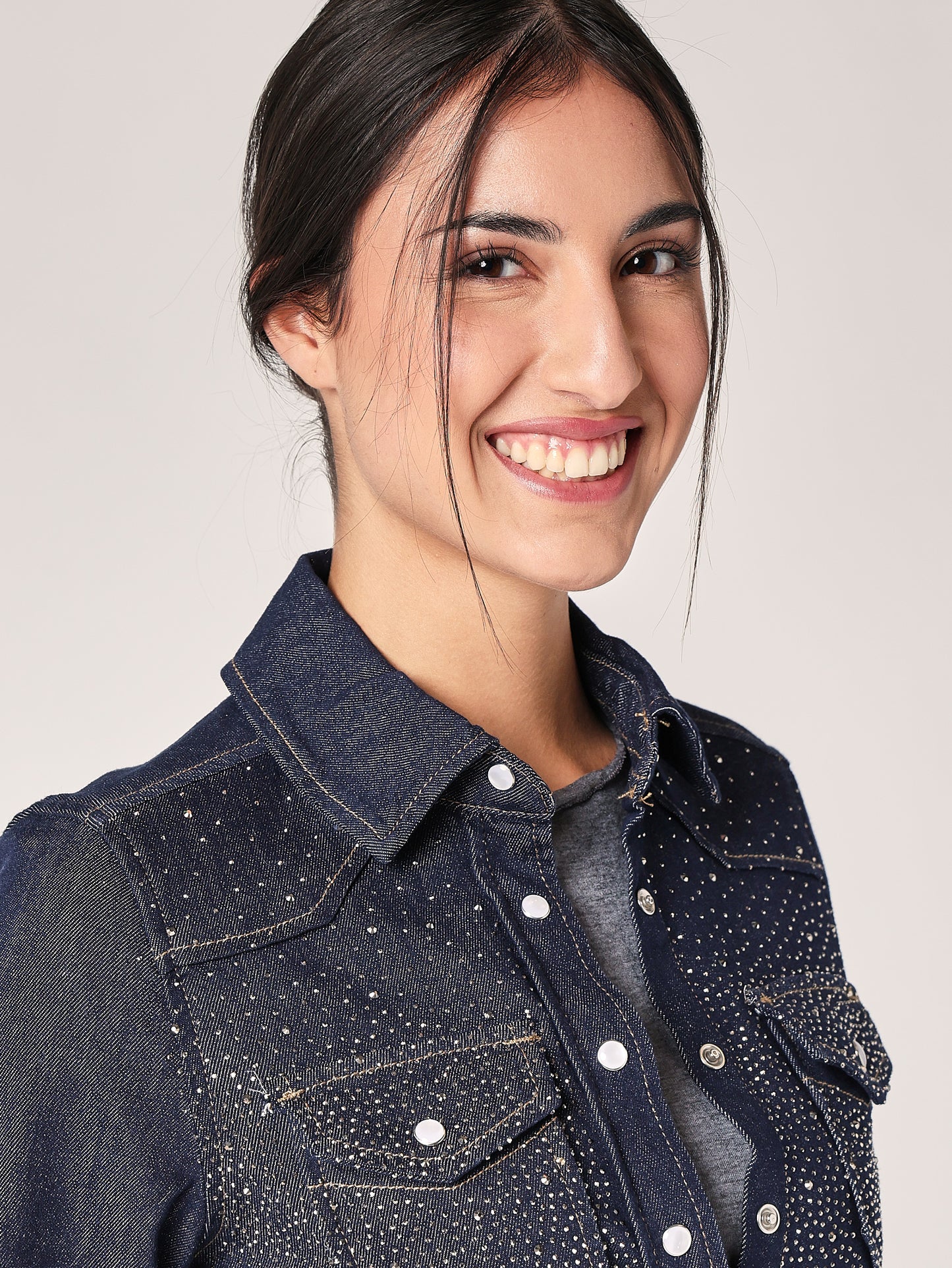 Camicia jeans con strass