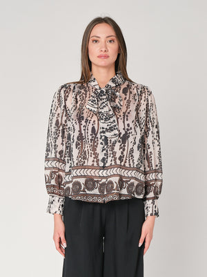 Camicia in fantasia con fiocco