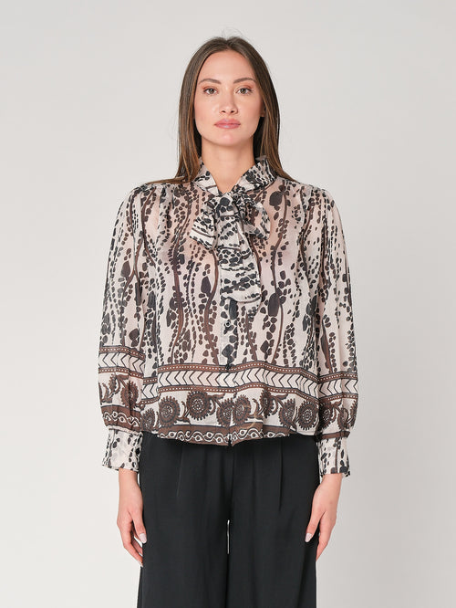 Camicia in fantasia con fiocco