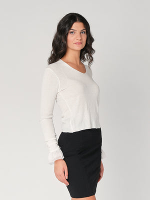 Maglia V con tulle