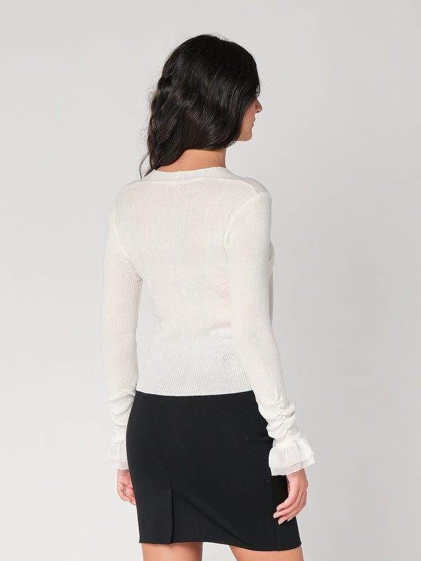 Maglia V con tulle