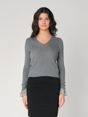 Maglia V con tulle