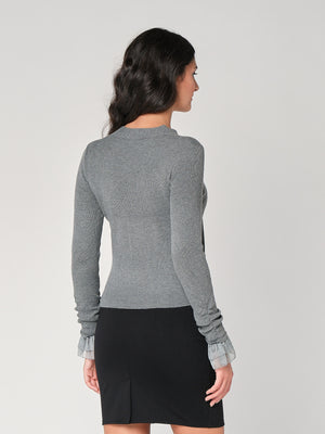 Maglia V con tulle