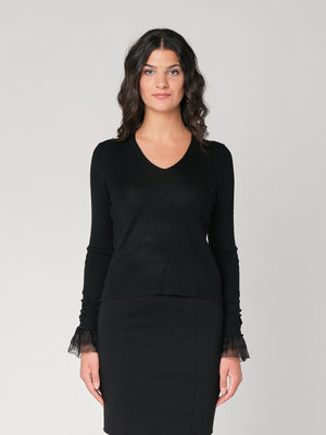 Maglia V con tulle
