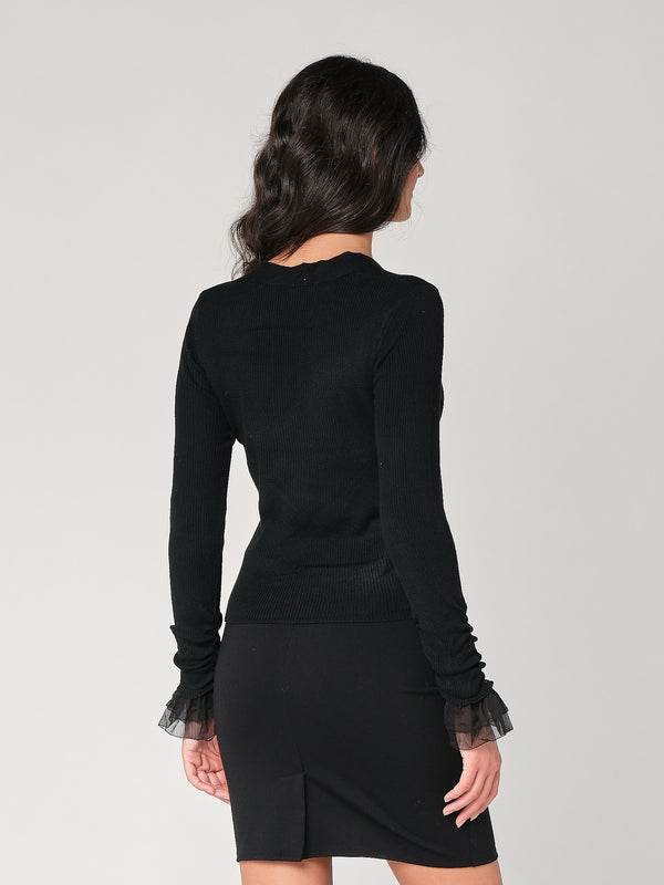 Maglia V con tulle