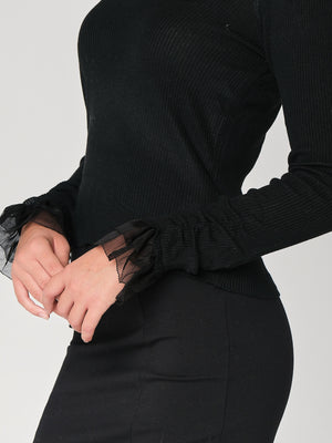 Maglia V con tulle