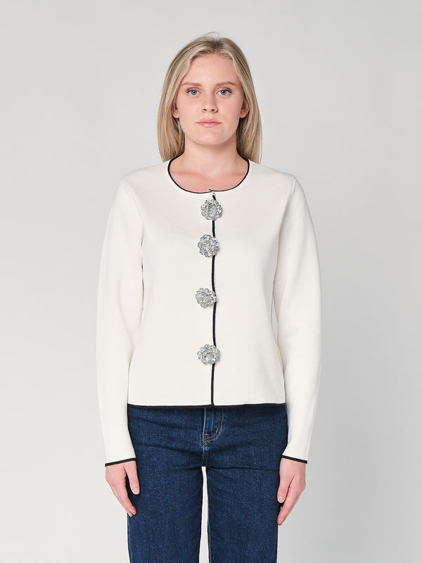 Giacca maglia con spille rosa