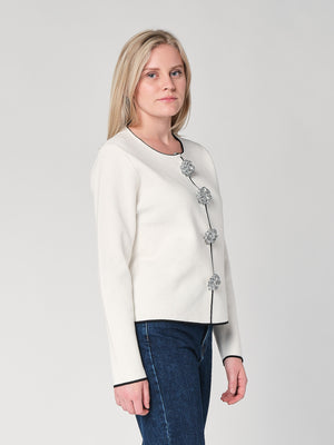 Giacca maglia con spille rosa
