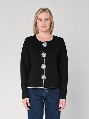 Giacca maglia con spille rosa