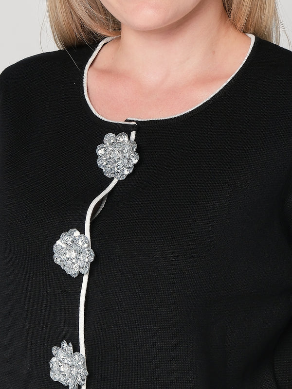 Giacca maglia con spille rosa
