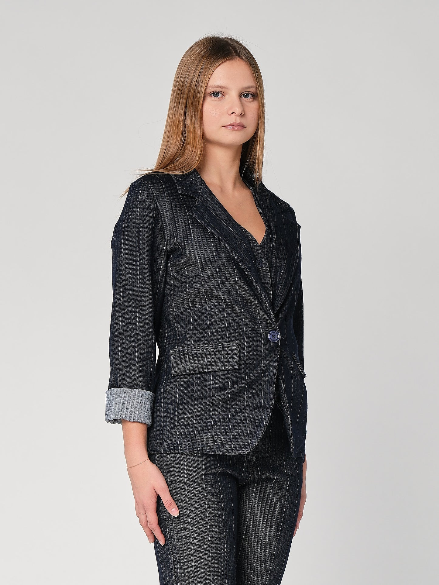 Gestreifte Chambray-Jacke