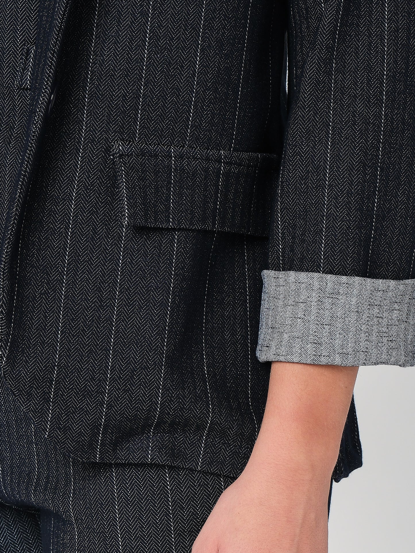 Gestreifte Chambray-Jacke