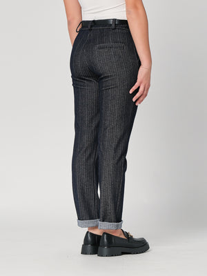 Pantalone in chambray a righe