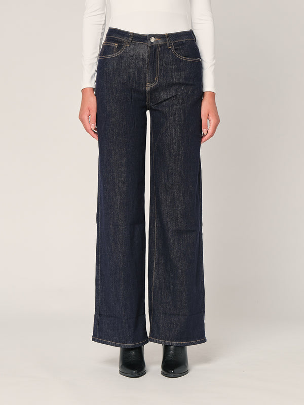 Jeans palazzo con risvolto