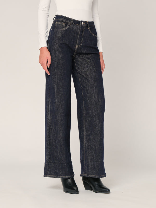 Jeans palazzo con risvolto
