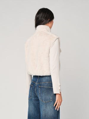 Gilet in pelliccia con bottoni gioiello