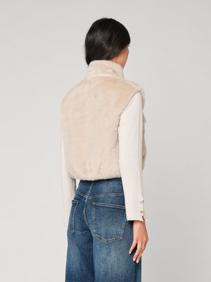 Gilet in pelliccia con bottoni gioiello