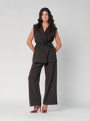 Gilet a righe con cintura