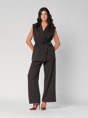 Gilet a righe con cintura