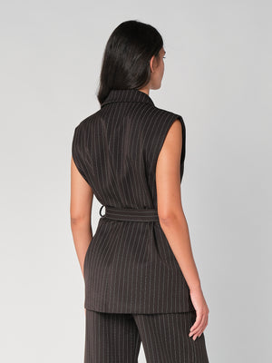 Gilet a righe con cintura