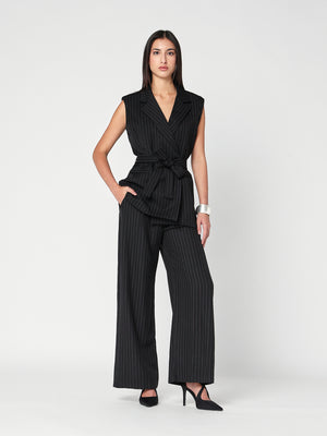 Gilet a righe con cintura