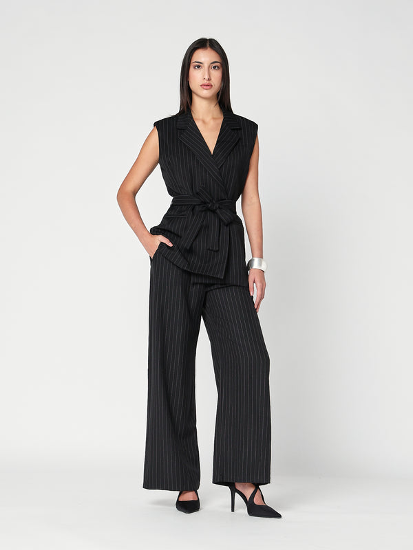 Gilet a righe con cintura