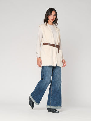 Gilet pelliccia con cintura