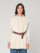 Gilet pelliccia con cintura
