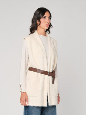 Gilet pelliccia con cintura