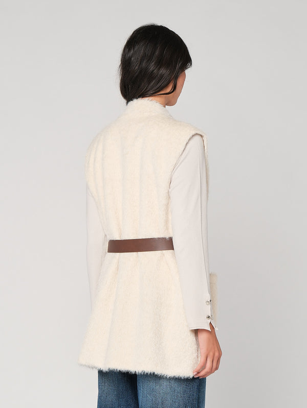 Gilet pelliccia con cintura