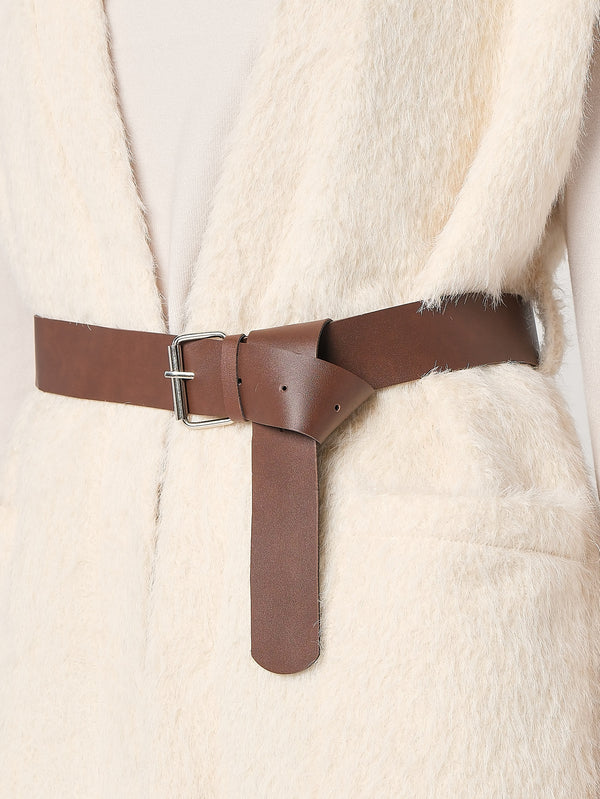 Gilet pelliccia con cintura
