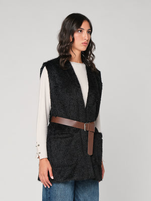Gilet pelliccia con cintura